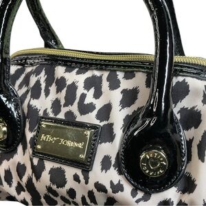 Betsey Johnson Black and White Animal Print Satchel